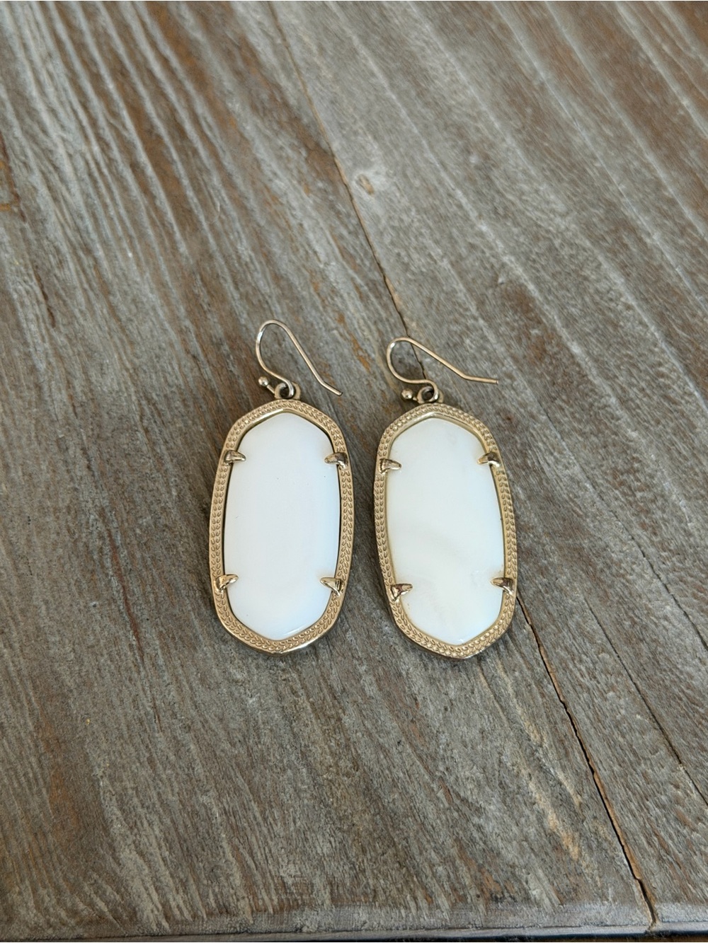 Kendra Scott Elle White Stone Gold Tone Drop Earrings